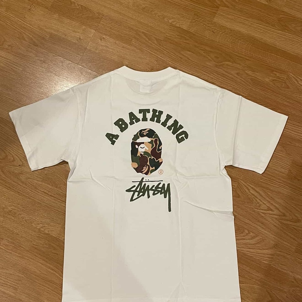 Bape White and Green Short Sleeve Tee